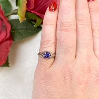 14k White Gold 1.43 Carat Purple Genuine Natural Sapphire Filigree Ring (#J7174)