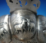 Danish Sterling Silver Porringer Flower Handles Pastoral Scene w/Animals (#5530)