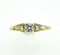 Art Deco White Gold 14k Genuine Natural Diamond Ring .20ct (#J932)