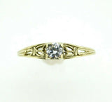 Art Deco White Gold 14k Genuine Natural Diamond Ring .20ct (#J932)