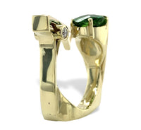 14k Yellow Gold Custom Genuine Natural Peridot Diamond Ring by Harry Roa #J7312