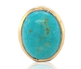 14k Yellow Gold Genuine Natural Kingman Turquoise Stud Earrings 4.77cttw #J6704