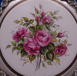 Grande Baroque by Wallace Silverplate Trivet with Pink Roses #245 8 1/2" (#8805)