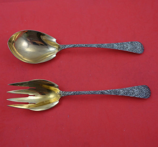 Antique Engraved by Tiffany and Co Sterling Silver Salad Serving Set 2pc GW Orig