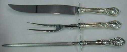 Chateau Rose by Alvin Sterling Silver Roast Carving Set 3pc Serving Vintage