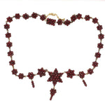 Genuine Natural Bohemian Garnet Necklace with Large Rosette Star Drop (#J4853)
