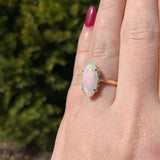 14k Yellow Gold Australian 2.15 Carat Genuine Natural Opal Ring Size 5.75 #J7216