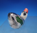 Mexican Silverplate and Pottery Figurine Duck 1 1/2" x 2" x 1 1/8" (#6836-2)