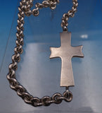Tane Mexican Sterling Silver Cross Necklace w/Heavy Chain Fitted Box 26" (#7948)