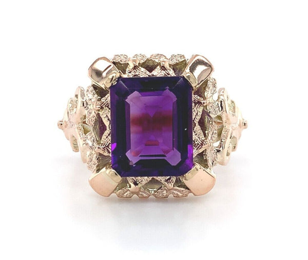 12k Rose Gold 2.86ct Genuine Natural Amethyst Ring Jewelry Modernist (#J5848)
