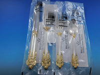 Grande Baroque Gold Accent by Wallace Sterling Silver Flatware Set 50 pc New Din