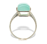 18k White Gold 5.73 Carat Genuine Natural Chalcedony Ring Size 7.5 (#J7215)