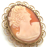 Gold Filled Genuine Natural Shell Cameo Brooch Pin Jewelry (#J7533)