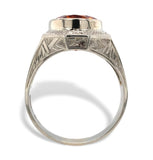 Art Deco 10k White Gold 6.90 Carat Genuine Natural Citrine Men's Ring (#J7493)
