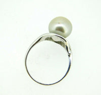 14k White Gold Grey Tahitian Pearl and Diamond Ring (#J5040)