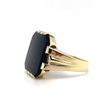14k Yellow Gold Men's Genuine Natural Black Onyx Ring Jewelry (#J5687)