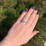14k Gold Ring w/ Specialty Cut Genuine Natural Aquamarine Hand Engraved (#J6547)