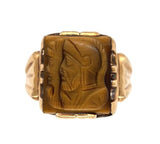10k Yellow Gold Men's Genuine Natural Tiger's Eye Quartz Cameo Ring (#7061)