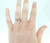 Art Deco 14k White Gold Genuine Natural Diamond Filigree Ring .13ct (#J809)