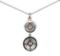 14k White Gold Genuine Natural Diamond Round Drop Pendant Lavaliere (#J7107)