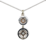 14k White Gold Genuine Natural Diamond Round Drop Pendant Lavaliere (#J7107)