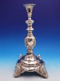 European Silver Candlestick Pair Large Ornate w/ Bows Swags 14 1/2" x 7" (#9304)