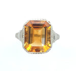 14k White Gold 4.97 Carat Genuine Natural Citrine Filigree Ring Size 9 (#J6367)