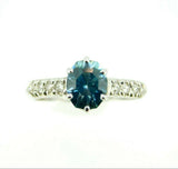 14k White Gold 2.88ct Blue Genuine Natural Zircon and Diamond Ring (#J5004)