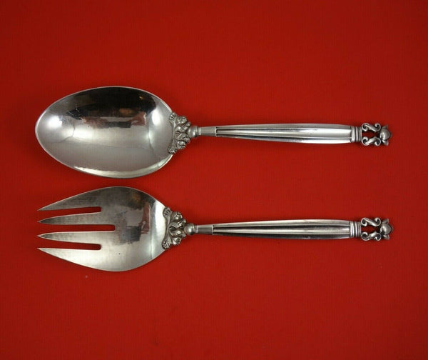 Acorn by Georg Jensen Sterling Silver Vegetable Serving Set 2pc 9 1/2" Vintage