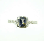 14k White Gold 1.23ct Grey Genuine Natural Spinel Ring with Diamond Halo #J4457