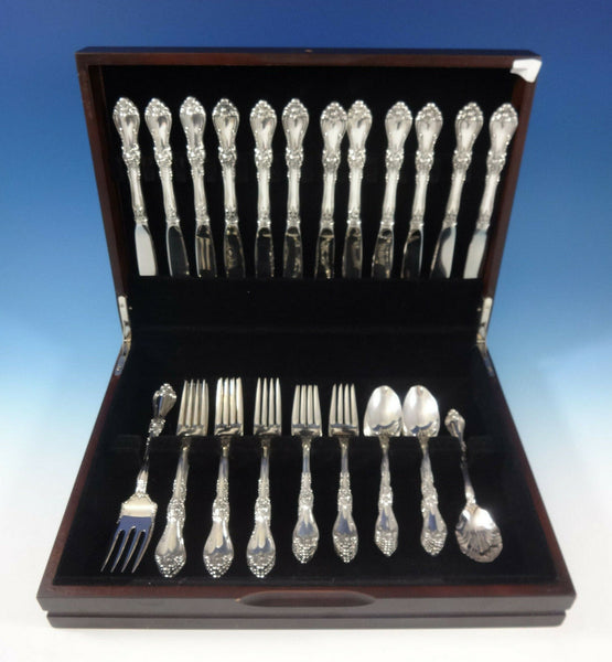 Royal Rose by Wallace Sterling Silver Flatware Set For 12 Service 50 Pieces