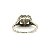 18k White Gold Art Deco 8mm Pearl Filigree Ring (#J5450)