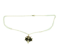 10k Yellow Gold Victorian Leaf Flower Pearl Pendant (#J4549)