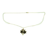 10k Yellow Gold Victorian Leaf Flower Pearl Pendant (#J4549)