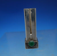 .800 Silver Lipstick Case w/ Green Onyx and Mirror Hand Engraved 2 1/4" (#6809)