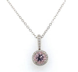 14k Gold .58ct Pink Genuine Natural Morganite Pendant with Diamond Halo (#J6469)