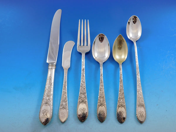 Elmwood by Gorham Sterling Silver Flatware Set for 12 Service 77 pieces