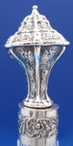 830 Silver Liquor Set 3-pc silver tops and hand engraved bottles Dutch #4344-2