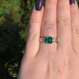 Platinum 2.30 Carat Green Genuine Natural Tourmaline and Diamond Ring (#J6510)