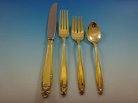 Prelude Gold by International Sterling Silver Flatware Set Service Vermeil 48 Pc