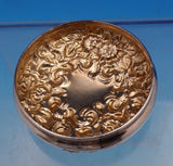 Sterling Silver and Cut Glass Dresser Jar with Repoussed Flowers (#9241)