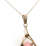 10k Yellow Gold Shell Cameo Pendant with Applied Green Gold Leaves (#J6439)