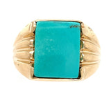 Vintage 14k Gold Men's 2.81 Carat Genuine Natural Turquoise Ring (#J6539)