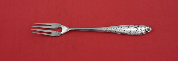 German Silverplate by Unknown Fish Fork w/ jugendstil fish handle 7 1/4"