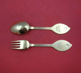 Christmas by A. Michelsen Sterling Silver Fork and Spoon Set 2pc 1971 Vermeil