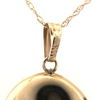 14k Yellow Gold Very Small Round Locket with Engraved Heart and Chain (#J6524)