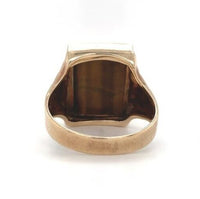 10k Gold Genuine Natural Tiger's Eye Men's Double Warrior Cameo Ring (#J6220)