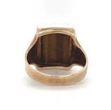 10k Gold Genuine Natural Tiger's Eye Men's Double Warrior Cameo Ring (#J6220)