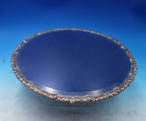 Portuguese Silverplate Plateau Round Mirrored w/4 Feet Woodgrain Back (#6861-2)