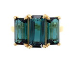 18k 3-Stone 4.5 Carat TW Genuine Indicolite Blue Teal Tourmaline Ring (#J7220)